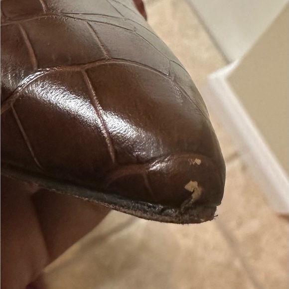 Tory Burch Georgina Croco Embossed Leather Boots 7 1/2 - Picture 16 of 17